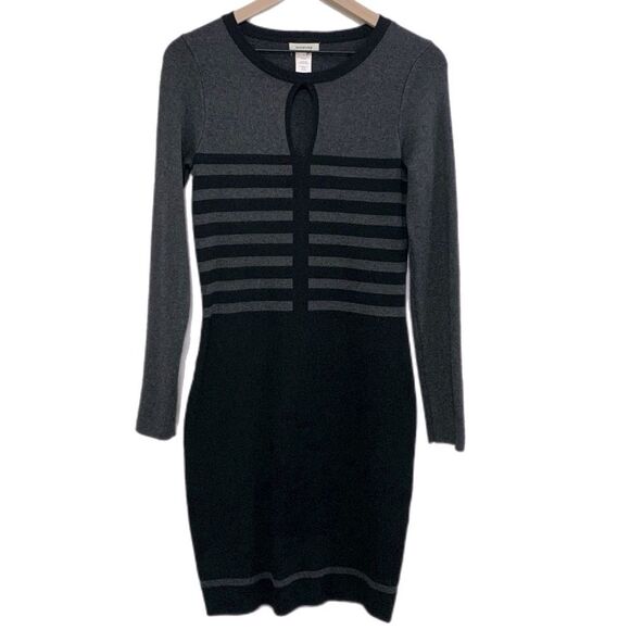 MAX STUDIO Women’s Bodycon Sweater Dress Black Grey Geometric Size Small. - Picture 1 of 12